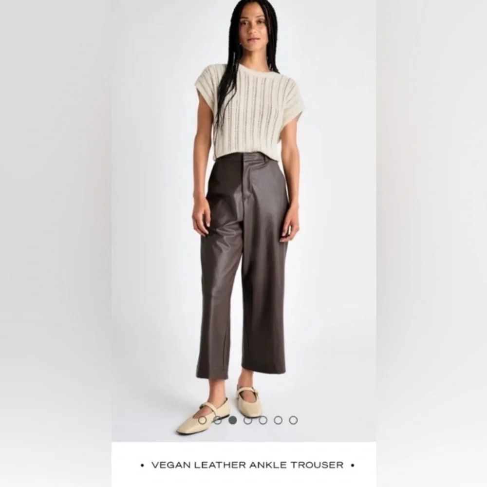 NWT Splendid Woman's Cropped Vegan Leather Ankle Trouser Brown Size 2 Inseam 26
